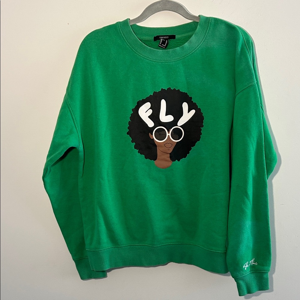 H&M Green Graphic Sweatshirt with FLY Design - Picture 2 of 9